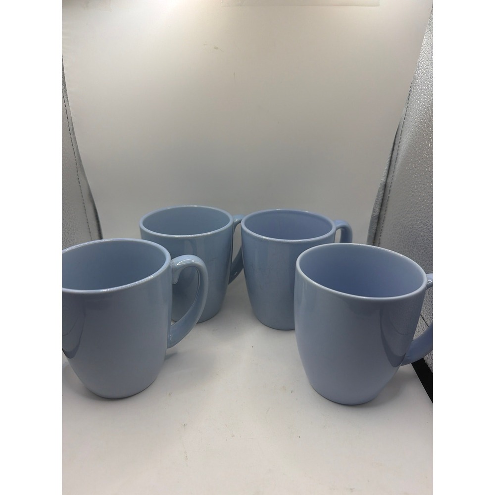 Set of 4 Corelle Coordinates Stoneware Light Blue Coffee Mugs Cups 11 oz